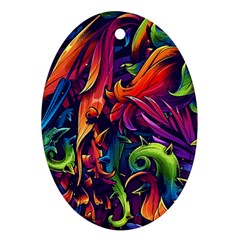 Colorful Floral Patterns, Abstract Floral Background Ornament (Oval)