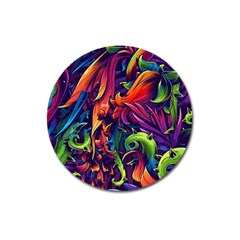 Colorful Floral Patterns, Abstract Floral Background Magnet 3  (Round)