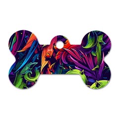 Colorful Floral Patterns, Abstract Floral Background Dog Tag Bone (two Sides) by nateshop