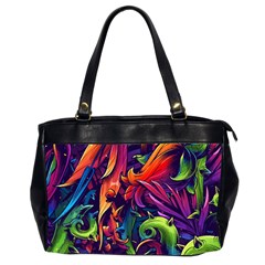Colorful Floral Patterns, Abstract Floral Background Oversize Office Handbag (2 Sides) by nateshop