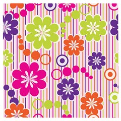 Colorful Flowers Pattern Floral Patterns Wooden Puzzle Square by nateshop
