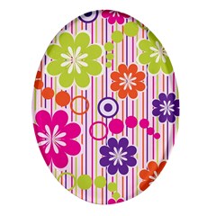 Colorful Flowers Pattern Floral Patterns Oval Glass Fridge Magnet (4 Pack) by nateshop