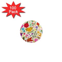 Colorful Flowers Pattern, Abstract Patterns, Floral Patterns 1  Mini Magnets (100 Pack)  by nateshop