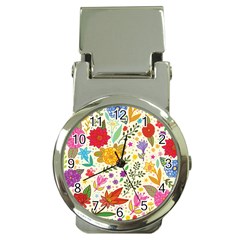 Colorful Flowers Pattern, Abstract Patterns, Floral Patterns Money Clip Watches by nateshop