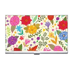 Colorful Flowers Pattern, Abstract Patterns, Floral Patterns Business Card Holder by nateshop
