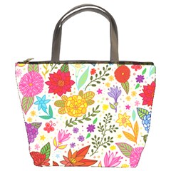 Colorful Flowers Pattern, Abstract Patterns, Floral Patterns Bucket Bag by nateshop