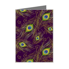 Feathers, Peacock, Patterns, Colorful Mini Greeting Card by nateshop