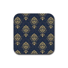 Floral Damask Pattern Texture, Damask Retro Background Rubber Coaster (square) by nateshop