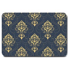 Floral Damask Pattern Texture, Damask Retro Background Large Doormat by nateshop