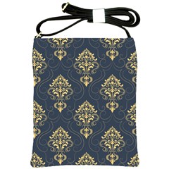 Floral Damask Pattern Texture, Damask Retro Background Shoulder Sling Bag by nateshop