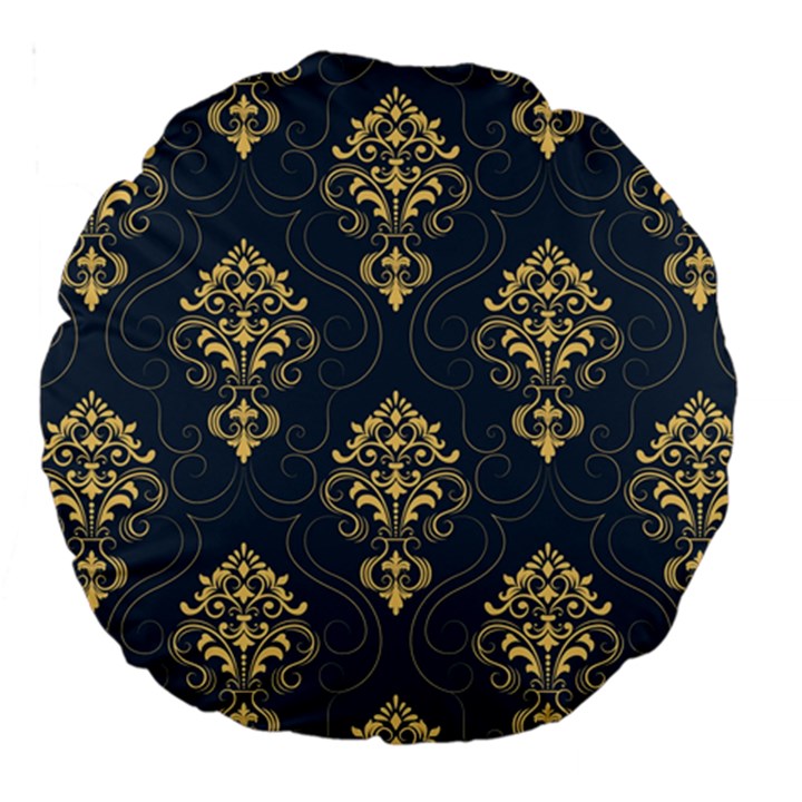 Floral Damask Pattern Texture, Damask Retro Background Large 18  Premium Round Cushions