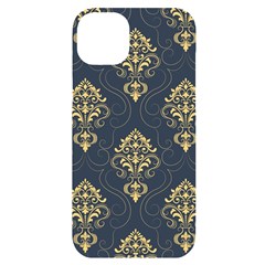 Floral Damask Pattern Texture, Damask Retro Background Iphone 14 Plus Black Uv Print Case