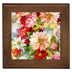 Painted Flowers Texture, Floral Background Framed Tile by nateshop