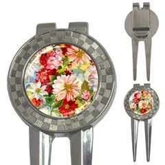 Painted Flowers Texture, Floral Background 3-in-1 Golf Divots