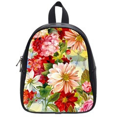 Painted Flowers Texture, Floral Background School Bag (small) by nateshop