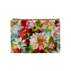 Painted Flowers Texture, Floral Background Cosmetic Bag (medium) by nateshop