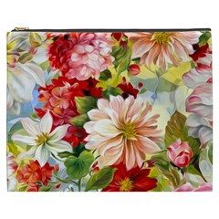 Painted Flowers Texture, Floral Background Cosmetic Bag (xxxl) by nateshop