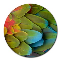 Parrot Feathers Texture Feathers Backgrounds Round Mousepad by nateshop