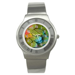 Parrot Feathers Texture Feathers Backgrounds Stainless Steel Watch