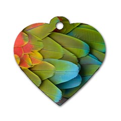 Parrot Feathers Texture Feathers Backgrounds Dog Tag Heart (one Side) by nateshop