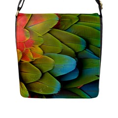 Parrot Feathers Texture Feathers Backgrounds Flap Closure Messenger Bag (l) by nateshop