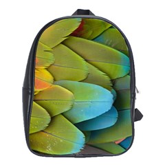 Parrot Feathers Texture Feathers Backgrounds School Bag (xl) by nateshop