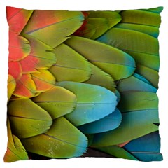 Parrot Feathers Texture Feathers Backgrounds Large Premium Plush Fleece Cushion Case (two Sides) by nateshop