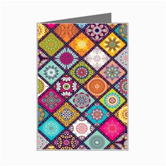 Pattern, Colorful, Floral, Patter, Texture, Tiles Mini Greeting Card by nateshop