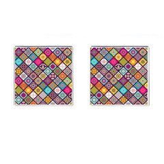 Pattern, Colorful, Floral, Patter, Texture, Tiles Cufflinks (square) by nateshop