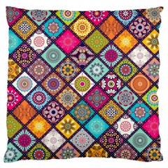 Pattern, Colorful, Floral, Patter, Texture, Tiles Large Cushion Case (one Side) by nateshop