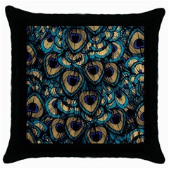 Peacock Feathers, Bird, Spirituality, Symbol, Spiritual, Throw Pillow Case (black) by nateshop