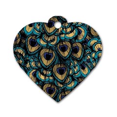 Peacock Feathers, Bird, Spirituality, Symbol, Spiritual, Dog Tag Heart (two Sides) by nateshop