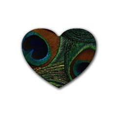 Peacock Feathers, Feathers, Peacock Nice Rubber Heart Coaster (4 Pack) by nateshop