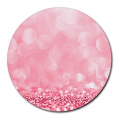 Pink Glitter Background Round Mousepad by nateshop