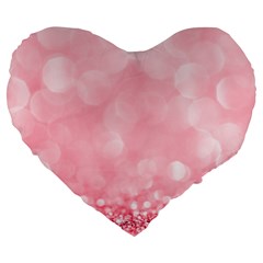 Pink Glitter Background Large 19  Premium Heart Shape Cushions by nateshop