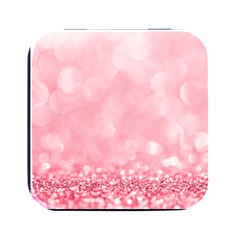 Pink Glitter Background Square Metal Box (black) by nateshop