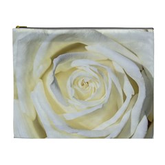 White Roses Flowers Plant Romance Blossom Bloom Nature Flora Petals Cosmetic Bag (xl) by Proyonanggan