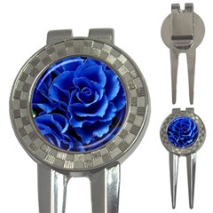 Blue Roses Flowers Plant Romance Blossom Bloom Nature Flora Petals 3-in-1 Golf Divots