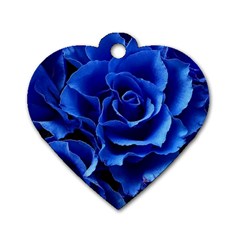 Blue Roses Flowers Plant Romance Blossom Bloom Nature Flora Petals Dog Tag Heart (Two Sides)