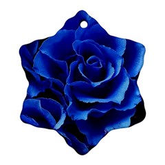 Blue Roses Flowers Plant Romance Blossom Bloom Nature Flora Petals Snowflake Ornament (two Sides) by Proyonanggan