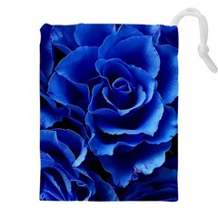 Blue Roses Flowers Plant Romance Blossom Bloom Nature Flora Petals Drawstring Pouch (4XL)