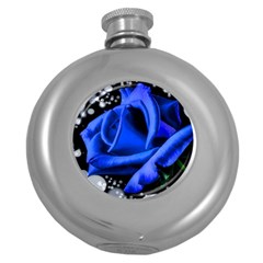 Blue Rose Bloom Blossom Round Hip Flask (5 Oz) by Proyonanggan
