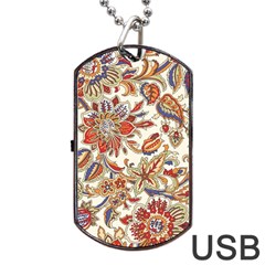 Retro Paisley Patterns, Floral Patterns, Background Dog Tag Usb Flash (two Sides) by nateshop