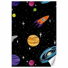 Space Cartoon, Planets, Rockets Canvas 12  X 18  by nateshop