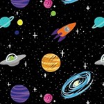 Space Cartoon, Planets, Rockets Play Mat (Rectangle) Front