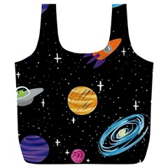 Space Cartoon, Planets, Rockets Full Print Recycle Bag (xxxl)