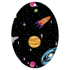 Space Cartoon, Planets, Rockets Uv Print Acrylic Ornament Oval by nateshop