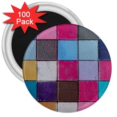 Tile, Colorful, Squares, Texture 3  Magnets (100 Pack) by nateshop