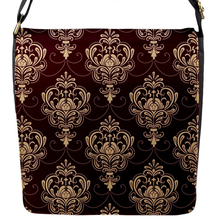 Vintage Floral Pattern, Purple Vintage Flap Closure Messenger Bag (S)