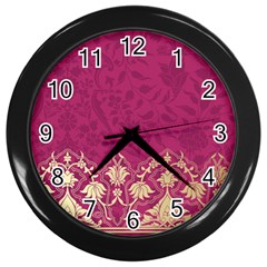 Vintage Pink Texture, Floral Design, Floral Texture Patterns, Wall Clock (black) by nateshop